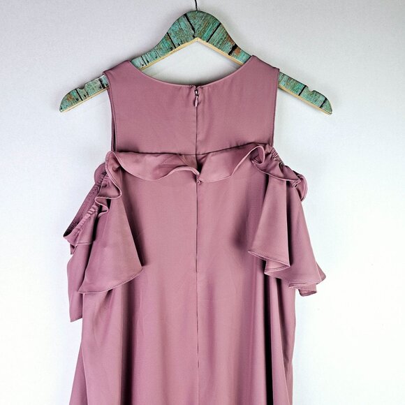 Amanda Uprichard Pirouette Henna Cold Shoulder Drop Waist Mauve Lined Dress, Sm - Picture 8 of 10